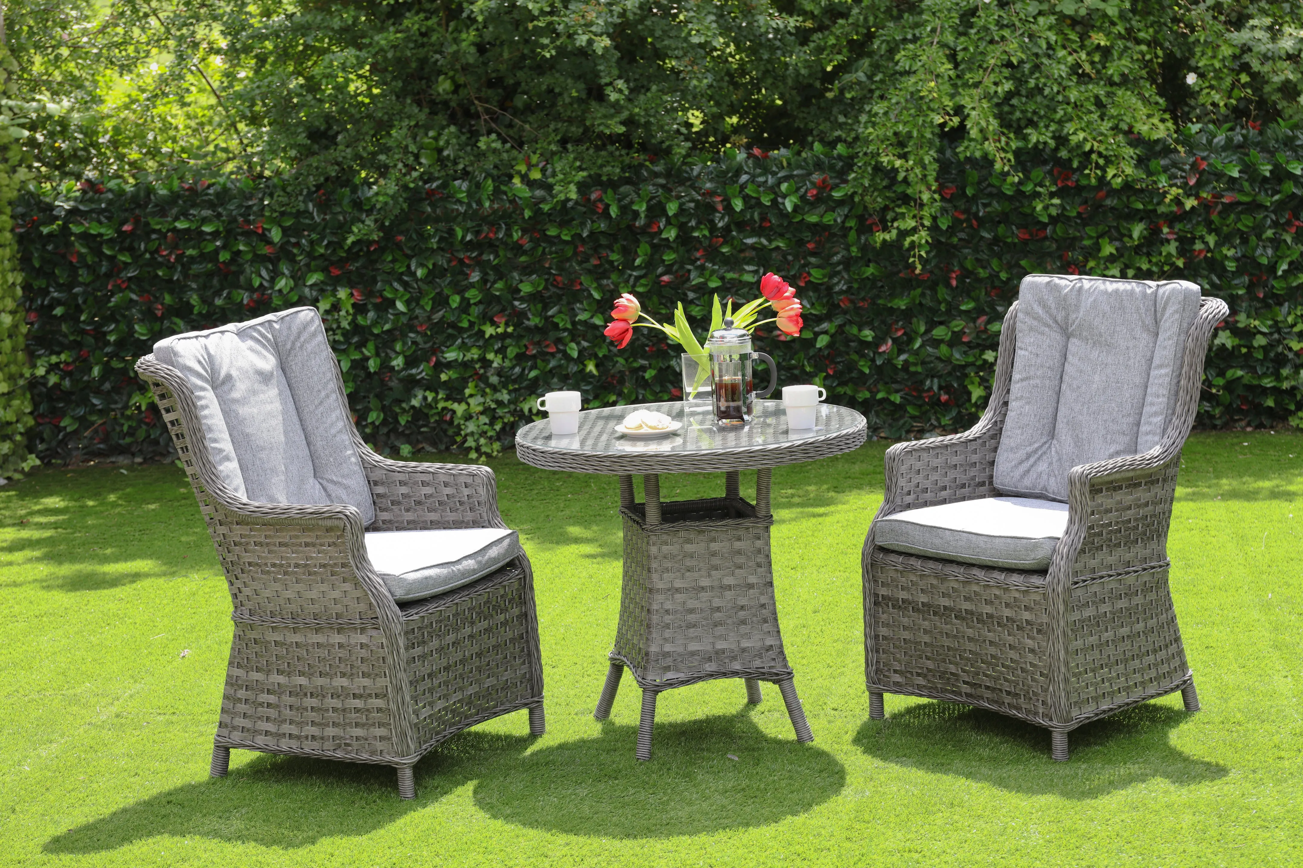 Hatherton Rattan- Bistro Set- Grey