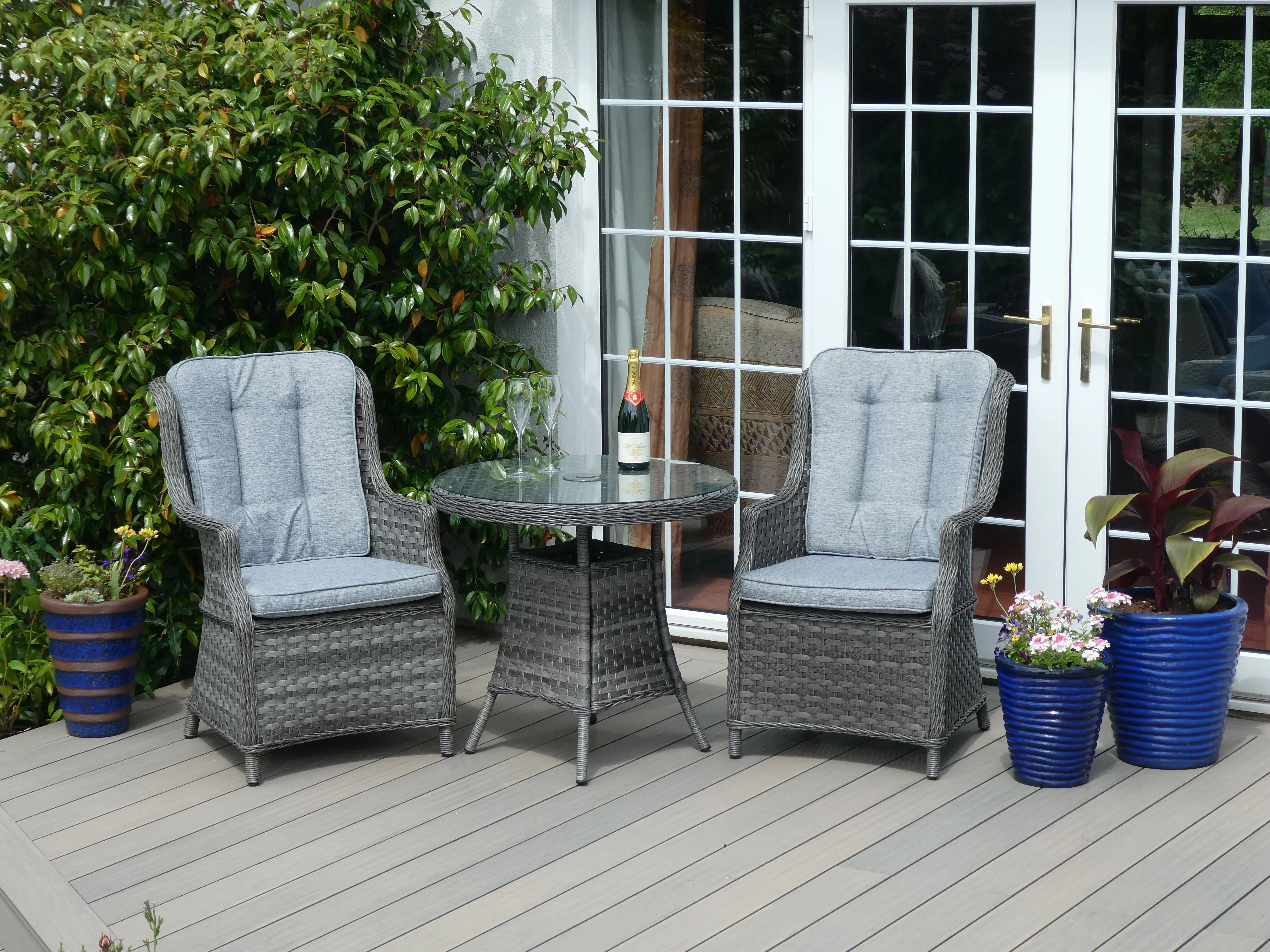 Hatherton Rattan- Bistro Set- Grey