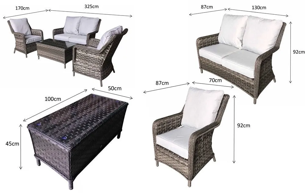 Hatherton Rattan- Sofa Set- Grey Or Natural