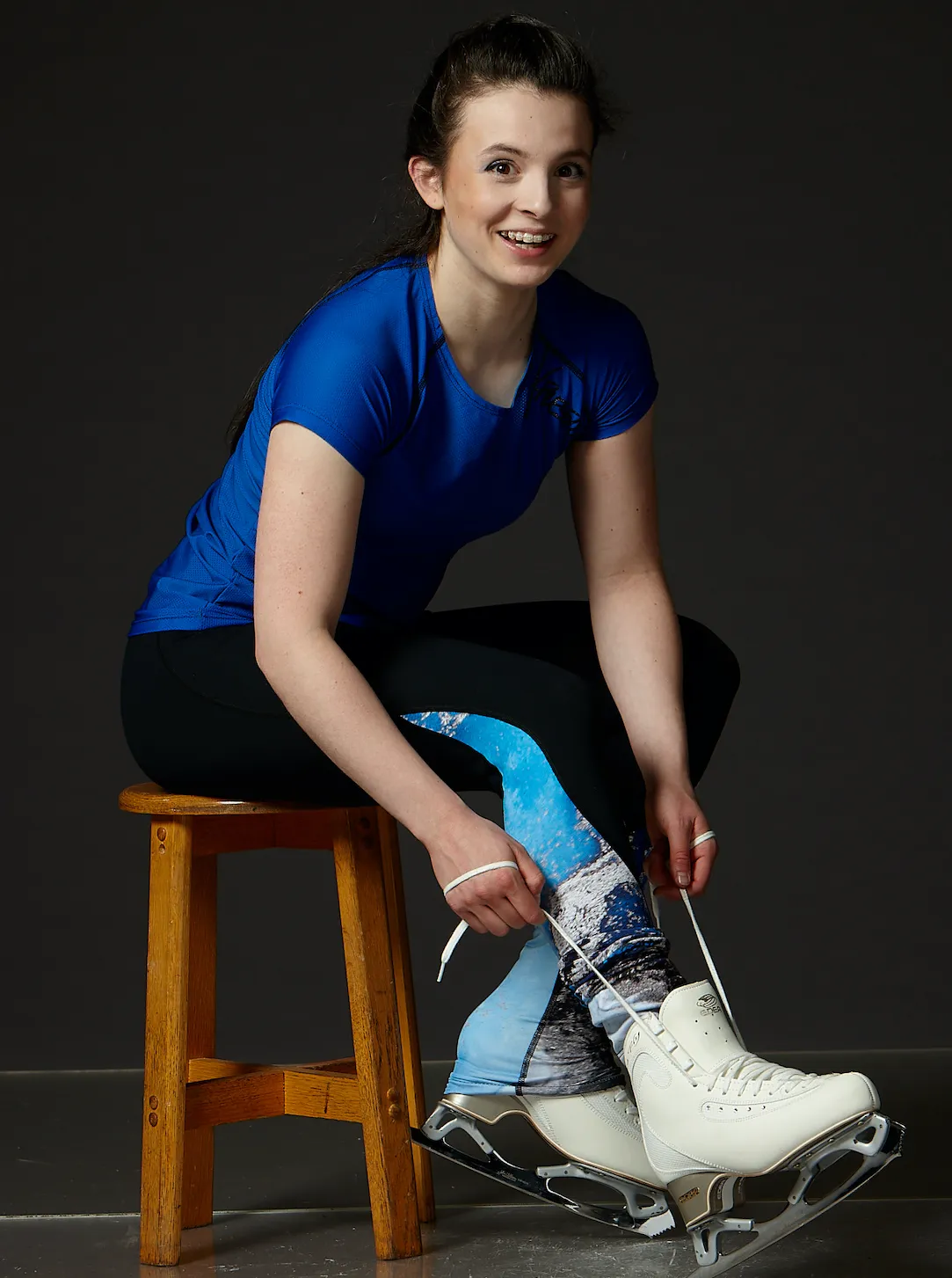 High Waist Black Legging - Marbled Blue