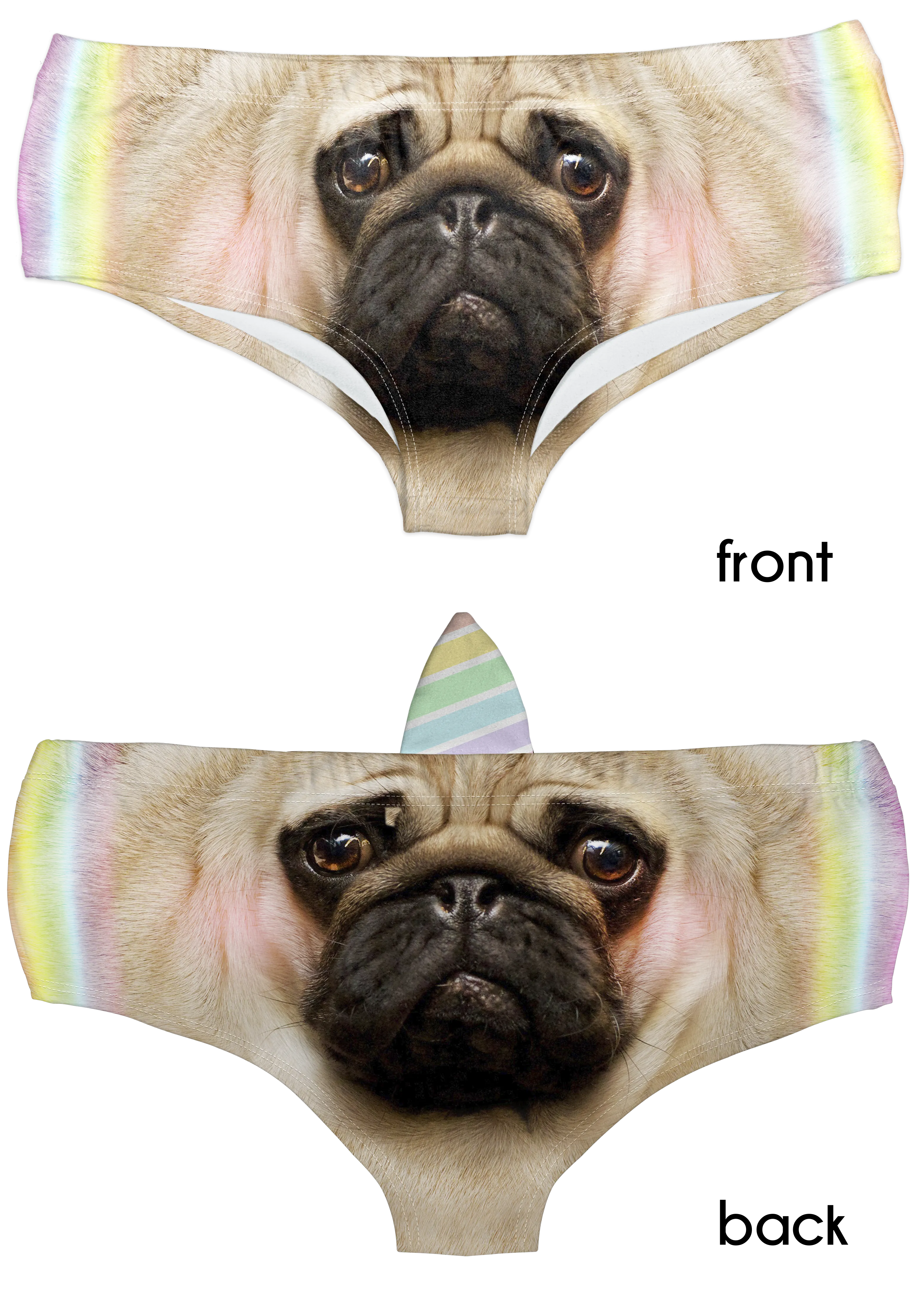 Horn Pantie - Rainbow Pugicorn (6-10 UK Size)
