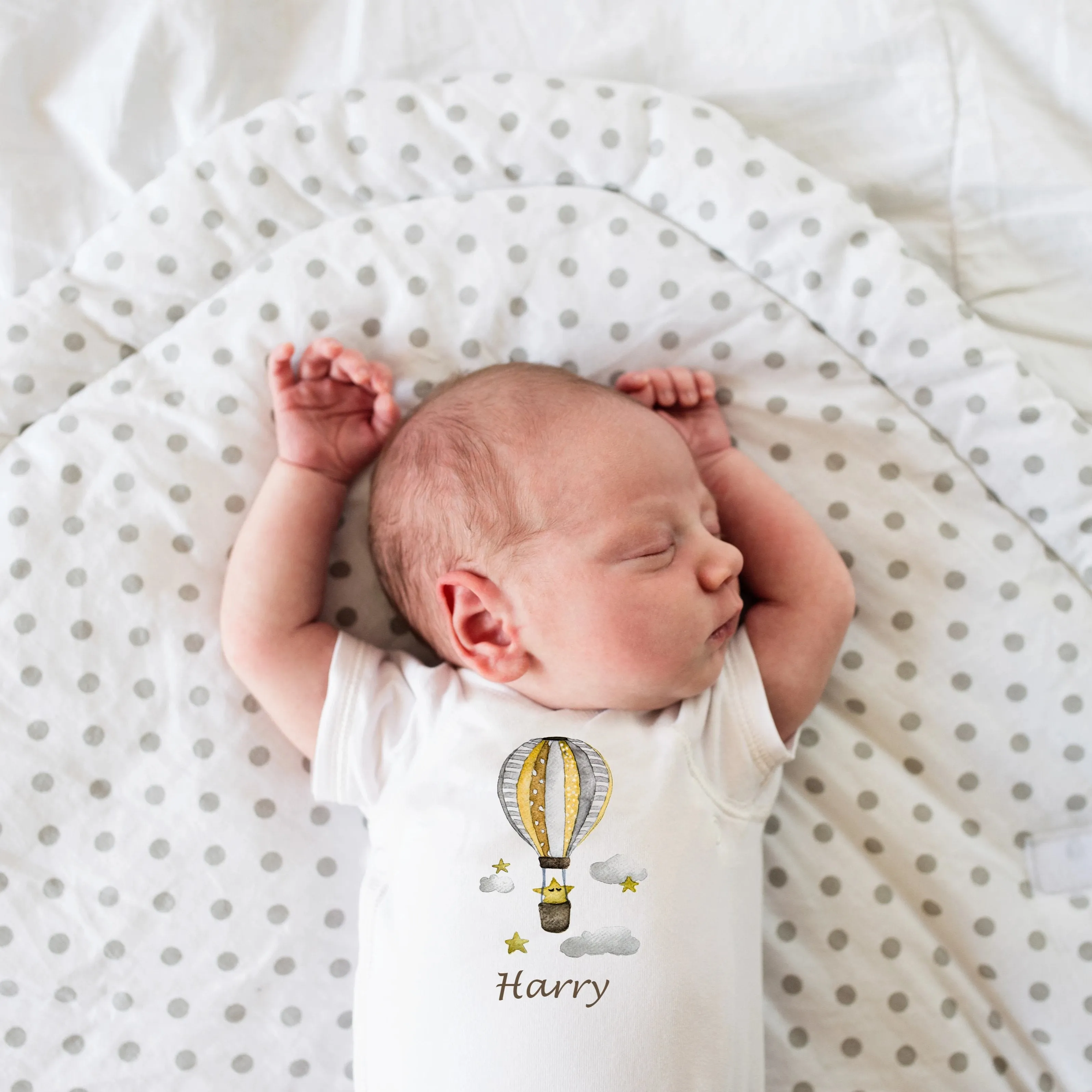 Hot Air Balloon Personalised Baby Bodysuit