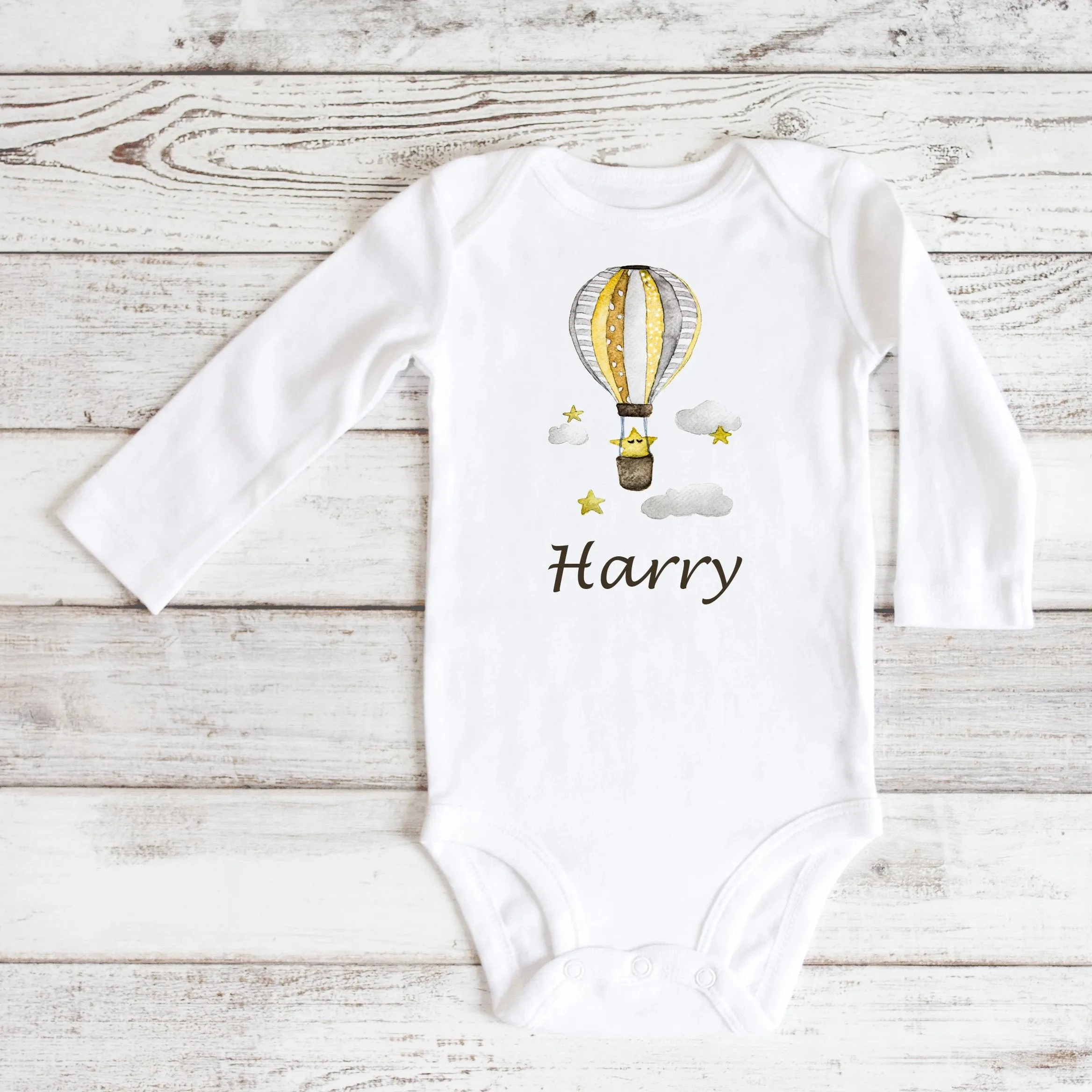 Hot Air Balloon Personalised Baby Bodysuit