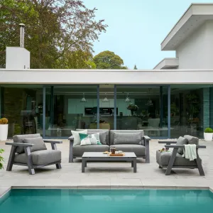 Iconic 2 Seat Sofa Set with HPL Table in Anthracite