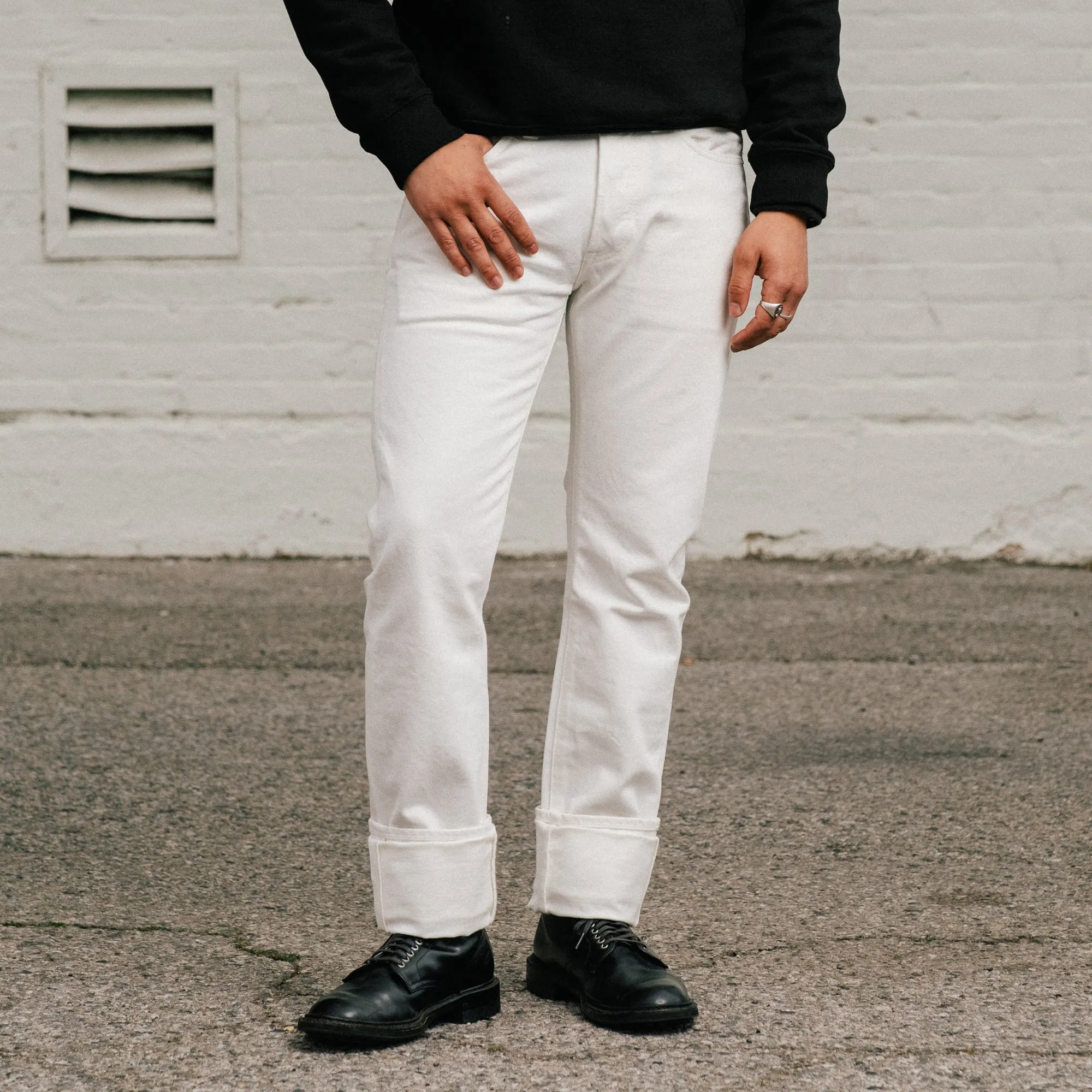 Iron Heart IH-555-WT 13.5oz Denim Super Slim Cut Jeans White