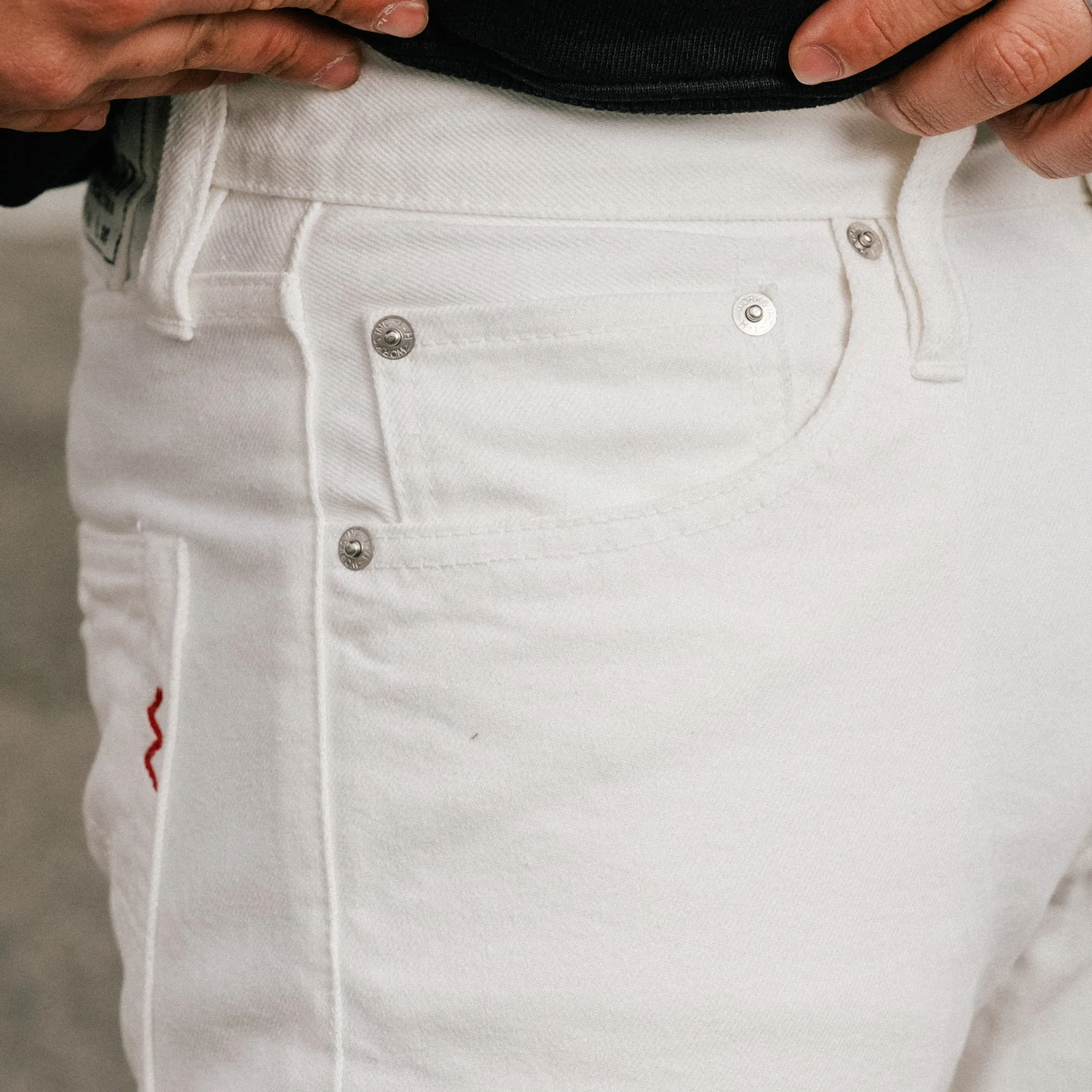 Iron Heart IH-555-WT 13.5oz Denim Super Slim Cut Jeans White