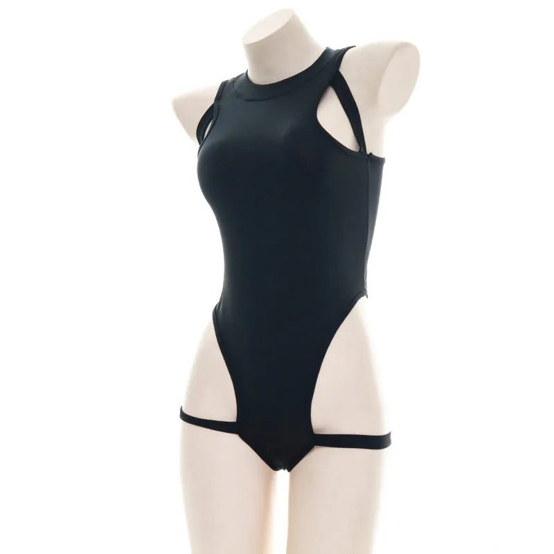 Japanese Black Side Straps Bodysuit