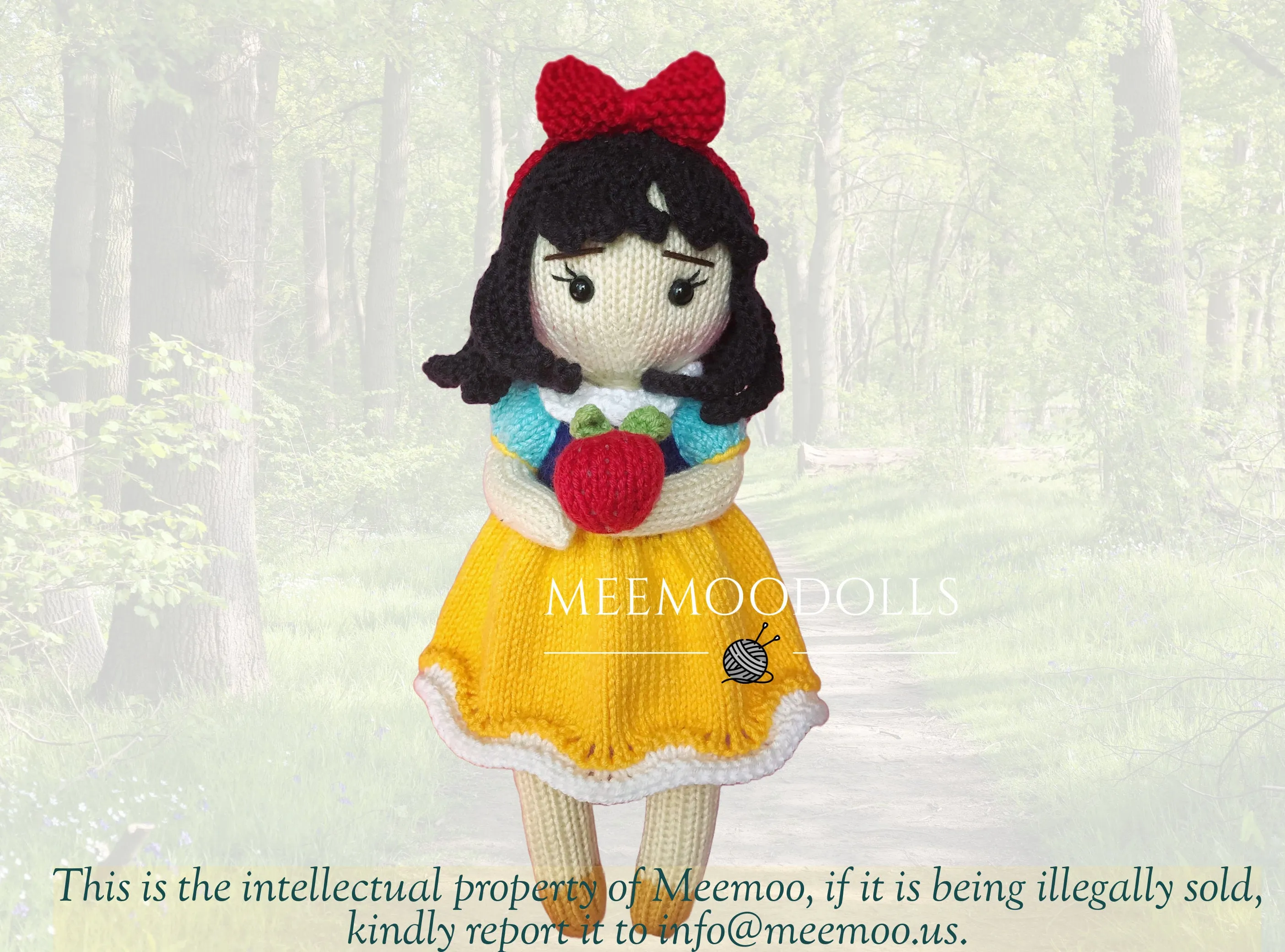 Knit Grimms' Princess Snow. Schneewittchen Princess. Grimms' Fairy Tales. Knitted Toy Patterns. Meemoodolls.