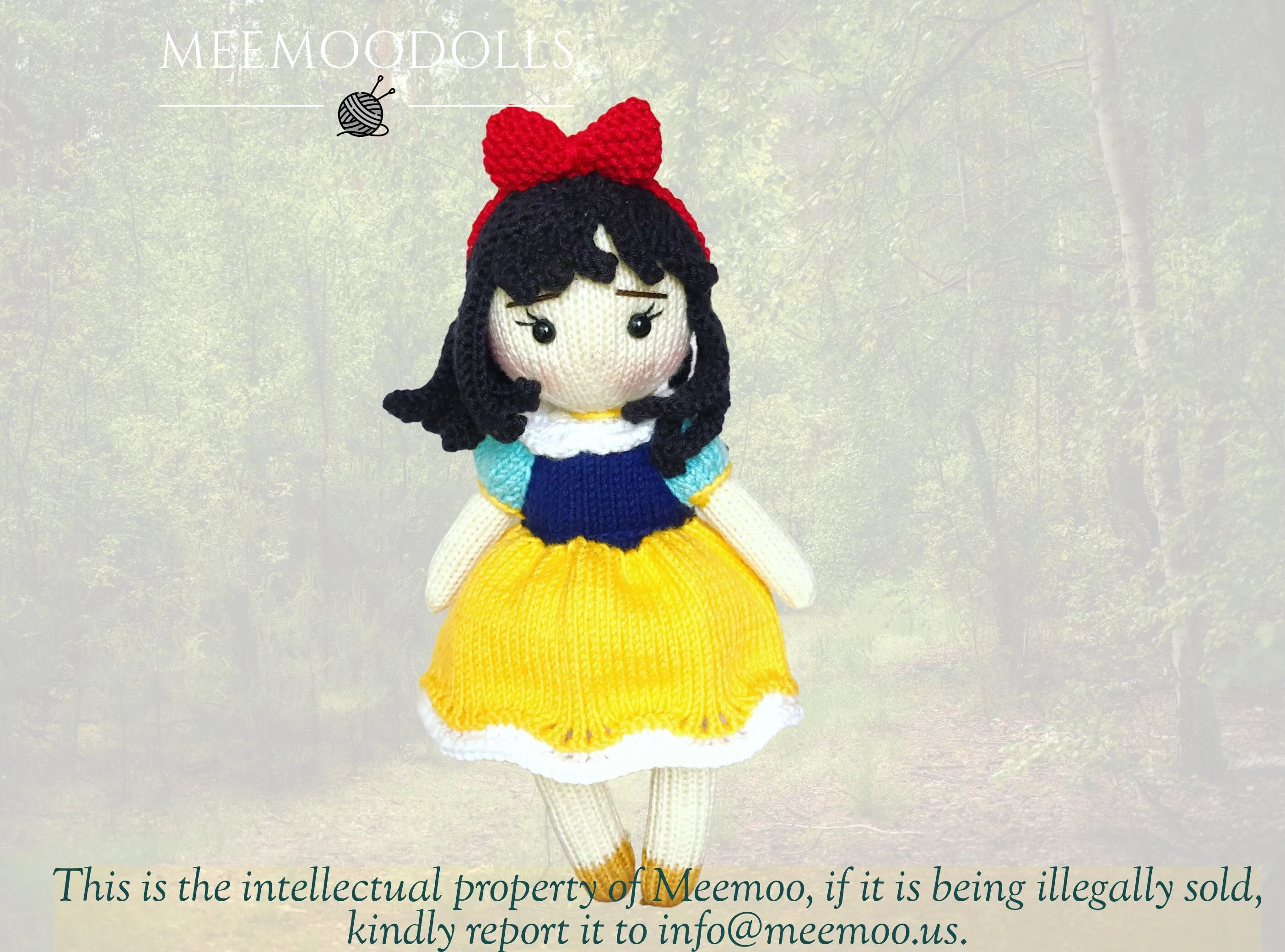 Knit Grimms' Princess Snow. Schneewittchen Princess. Grimms' Fairy Tales. Knitted Toy Patterns. Meemoodolls.