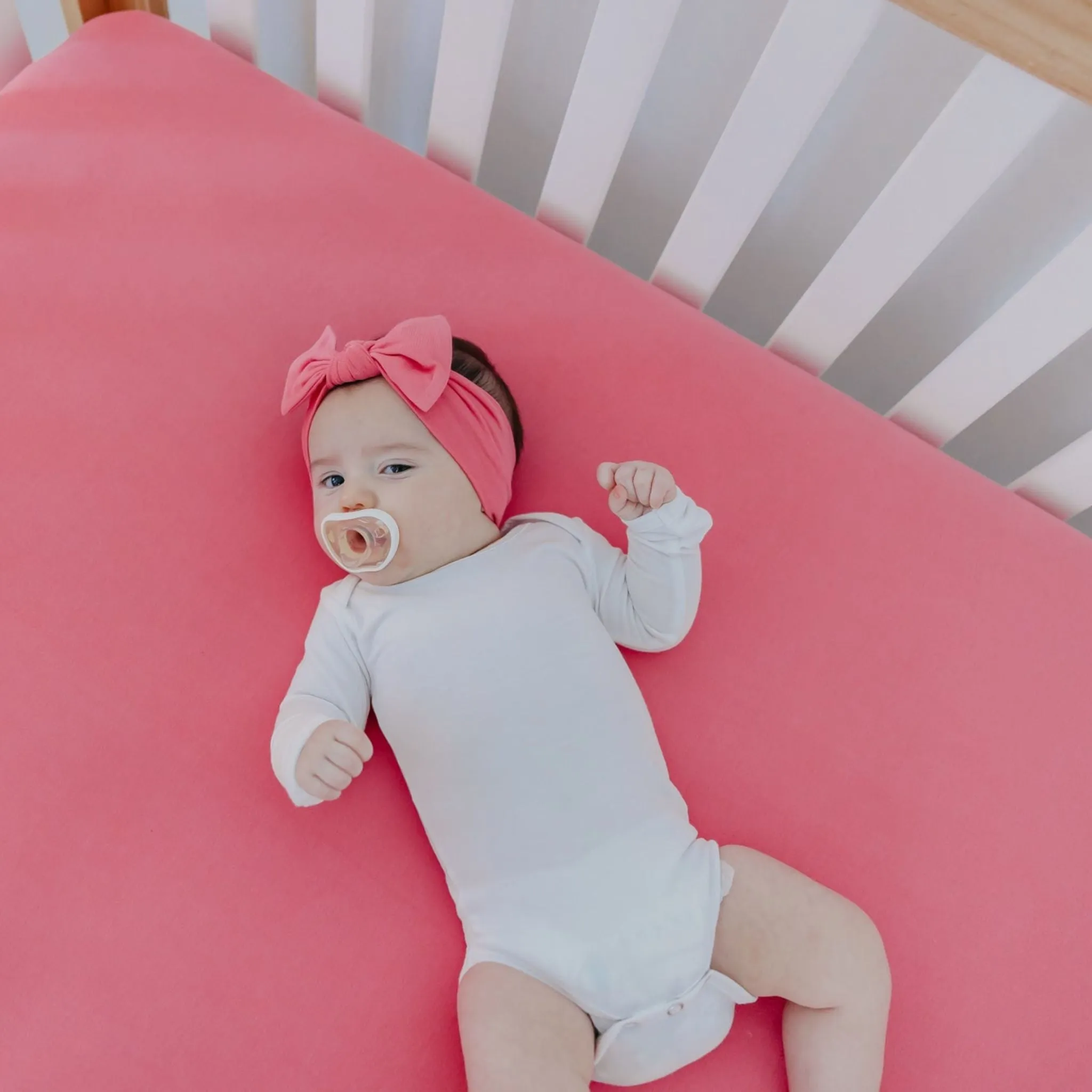Knit Headband Bow - Flamingo