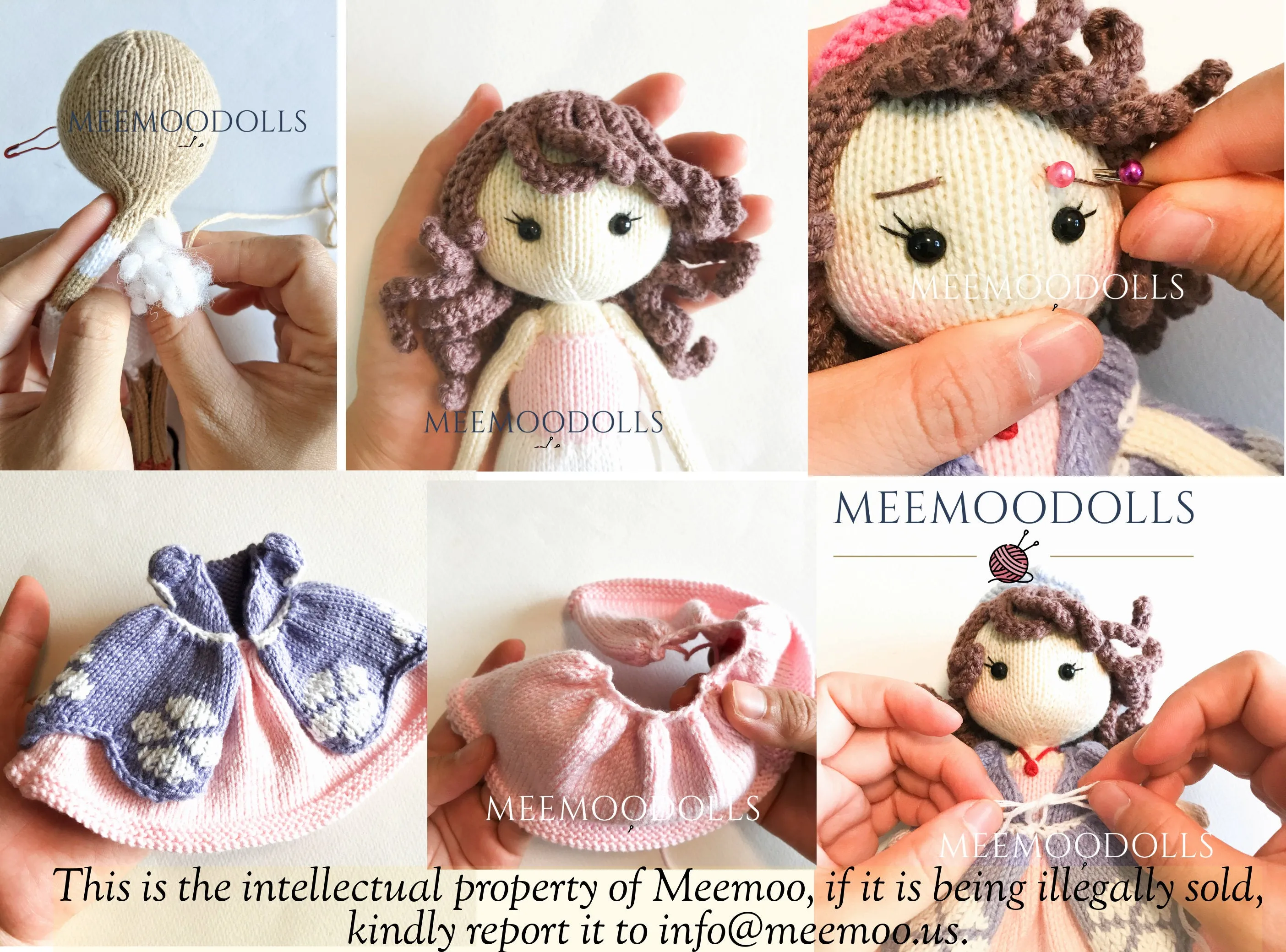 Knit Little Princess. Knitted Toy Patterns. Meemoodolls.