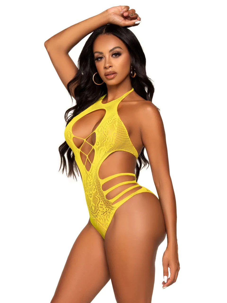 Lace Cut Out Strappy Bodysuit