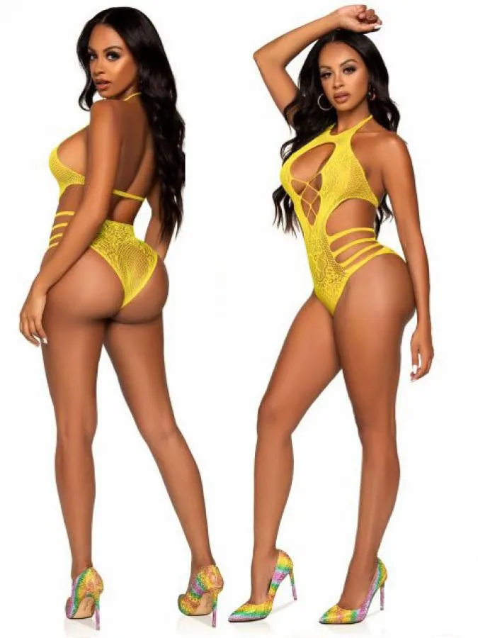 Lace Cut Out Strappy Bodysuit