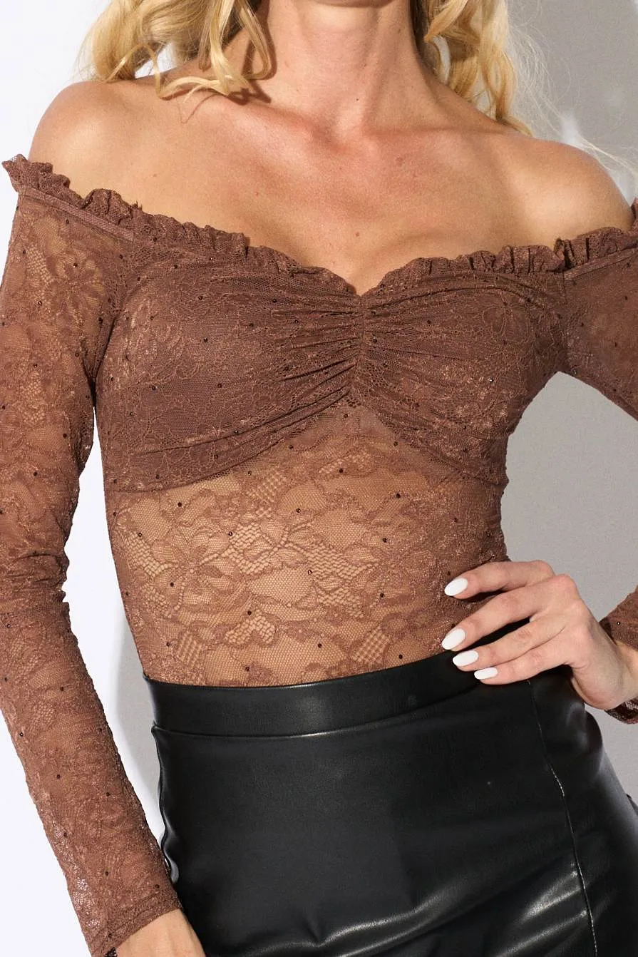 LUXE LACE WITH HOTFIX STONES EMBELLISHED BODYSUIT