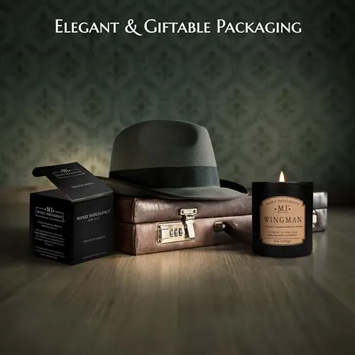 Manly Indulgence Scented Jar Candles for Men | Wingman – Bergamot, Leather & Mahogany | Strong, Masculine Fragrance | Classic  Collection with Elegant Gift Box | Forged in America | New in 2024