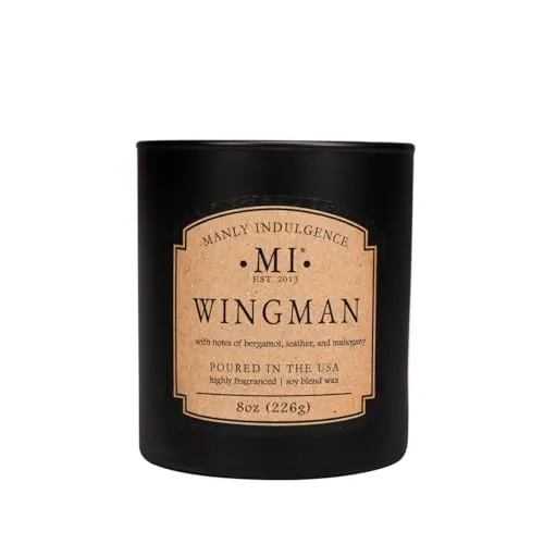 Manly Indulgence Scented Jar Candles for Men | Wingman – Bergamot, Leather & Mahogany | Strong, Masculine Fragrance | Classic  Collection with Elegant Gift Box | Forged in America | New in 2024