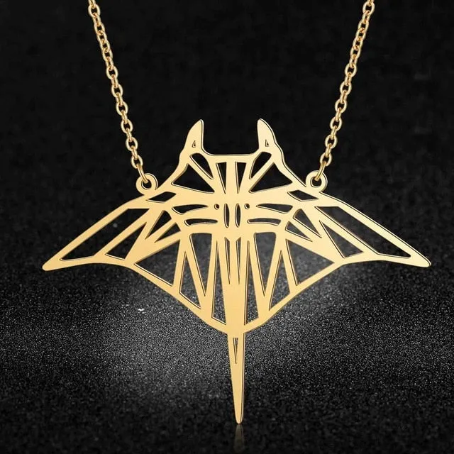 Manta Ray Necklace - Large silver or gold