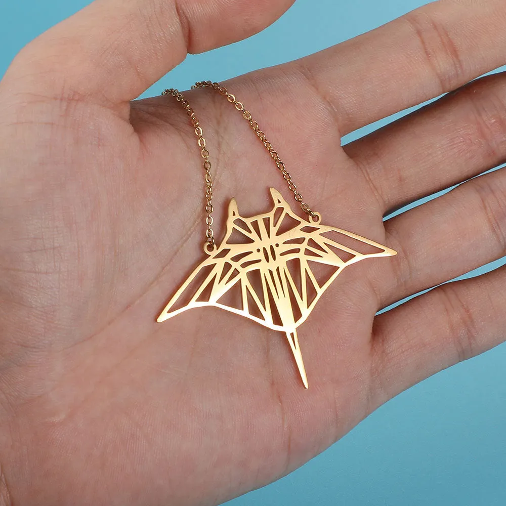 Manta Ray Necklace - Large silver or gold