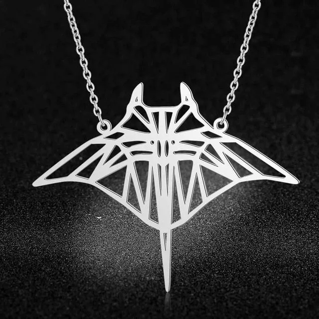 Manta Ray Necklace - Large silver or gold
