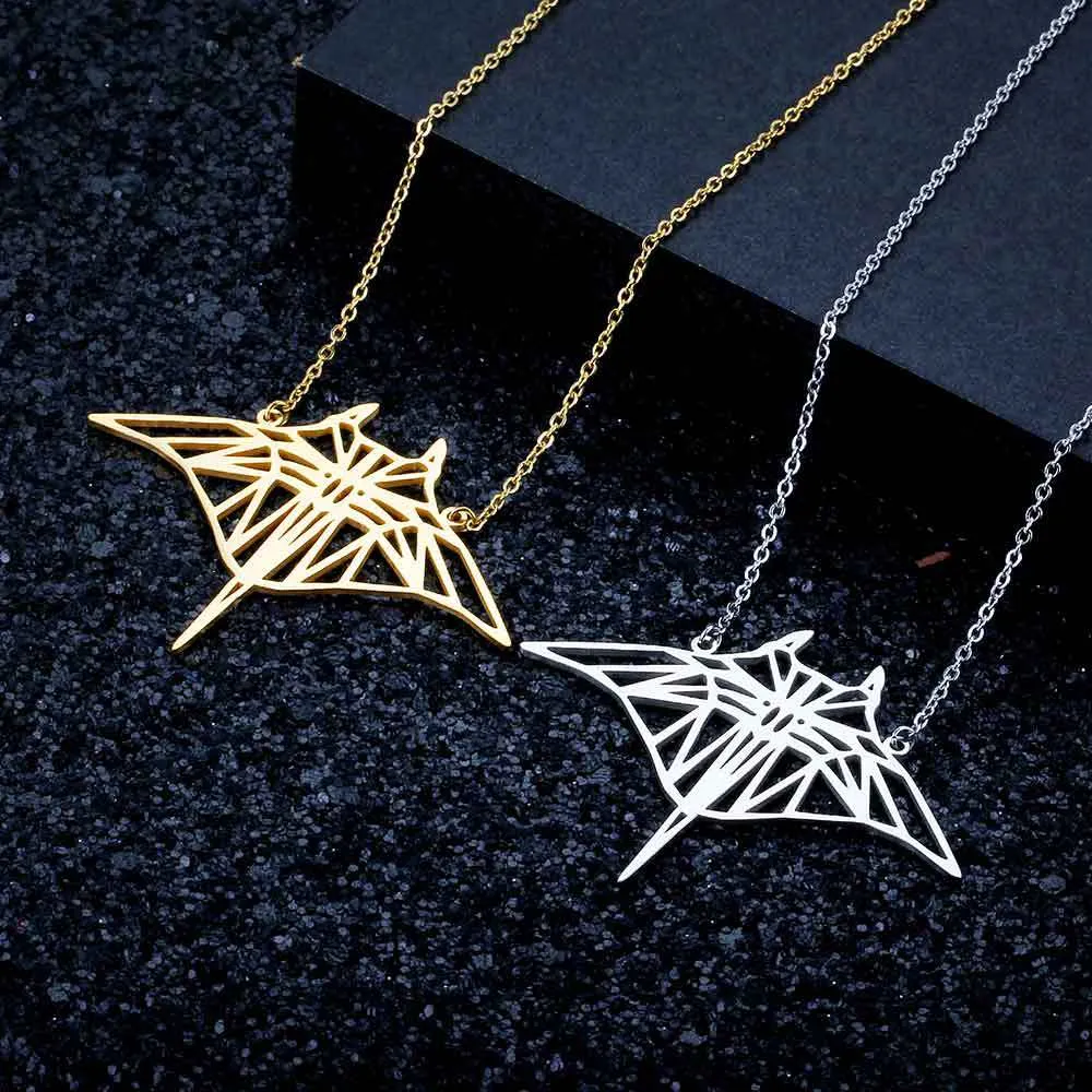 Manta Ray Necklace - Large silver or gold