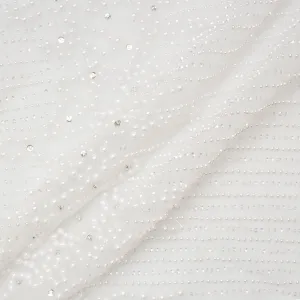 Off-White Pearl & Crystal Embellished Tulle (A 1.25m Piece)