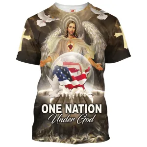 One Nation Under God Jesus Wings 3d Shirts - Christian T Shirts For Men And Women