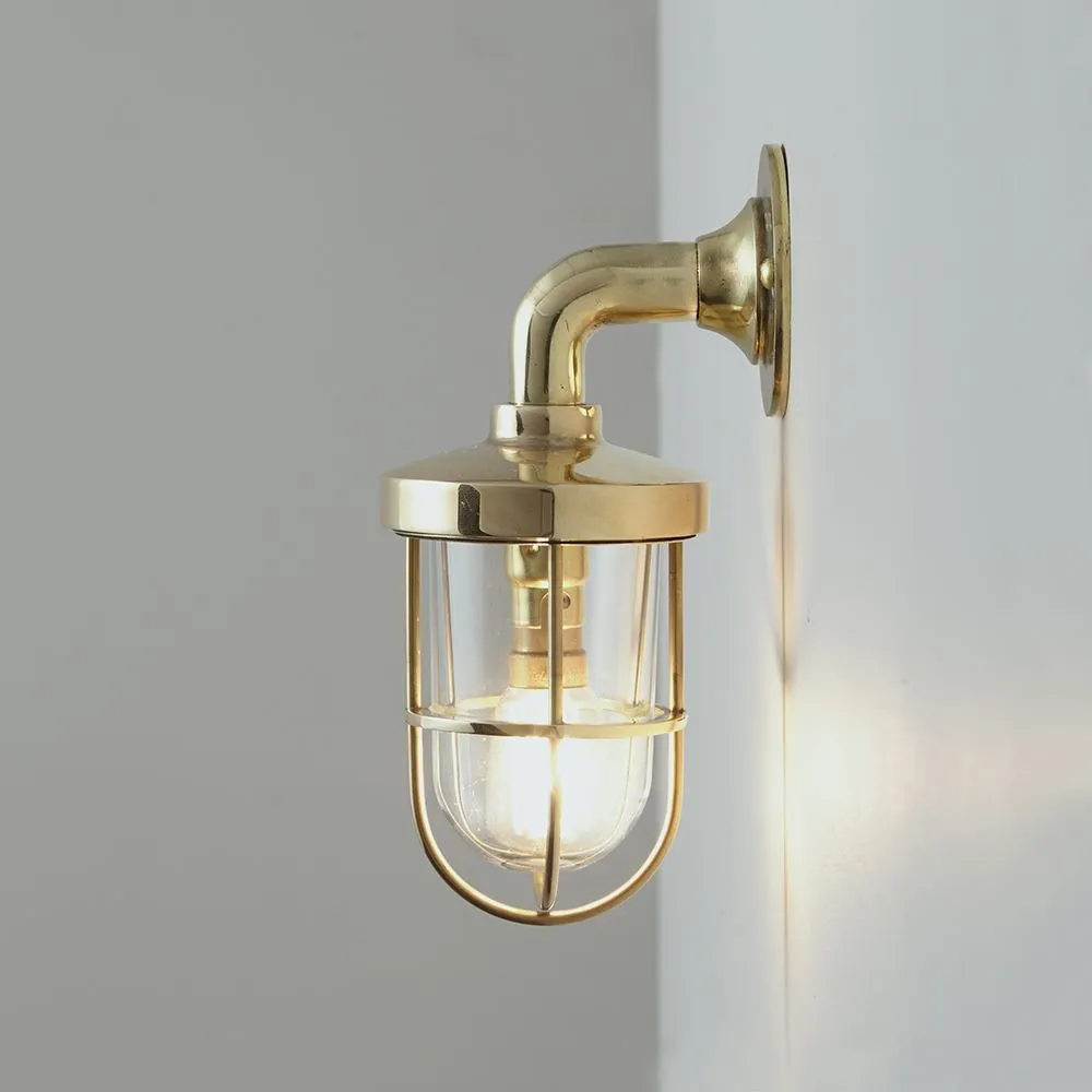 Outlet Miniature ship's well glass wall light - Polished brass, Clear