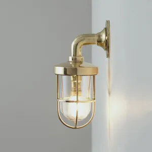 Outlet Miniature ship's well glass wall light - Polished brass, Clear