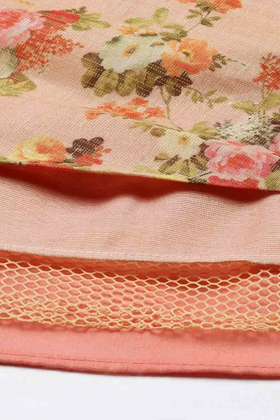 Pink Chanderi Layared Lehenga Skirt