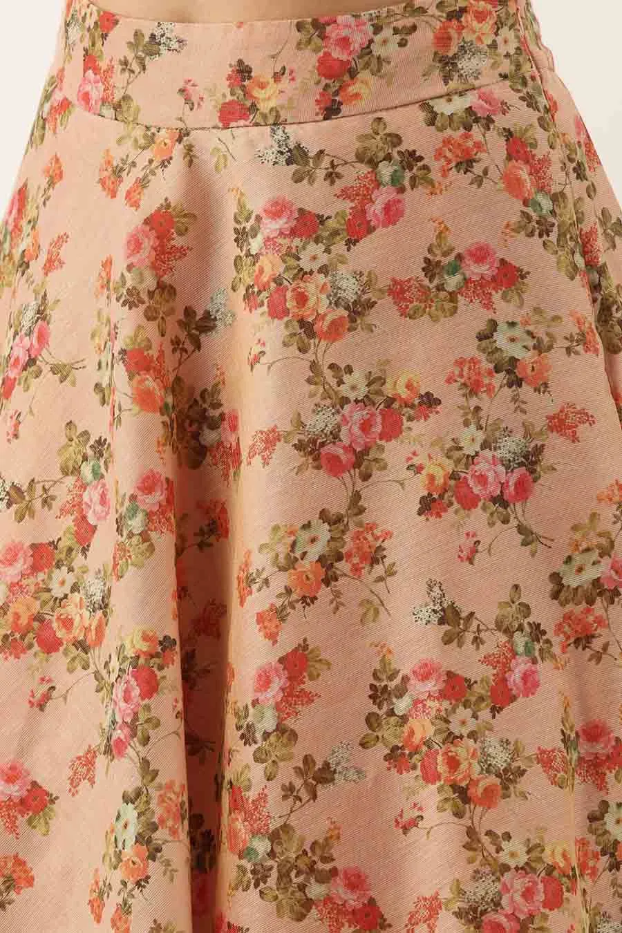 Pink Chanderi Layared Lehenga Skirt