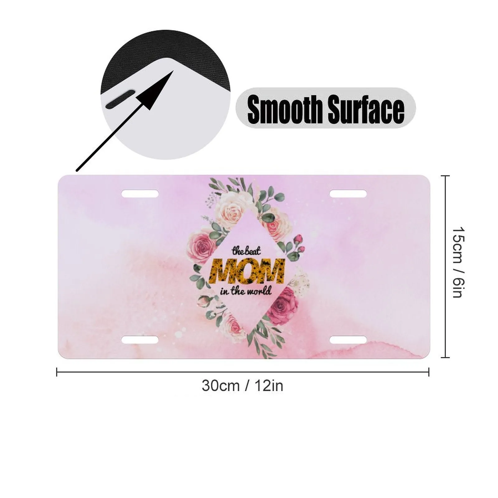 POD Aluminum Car License Plate Personalized Car Tag License Plate The Best Mother in The World