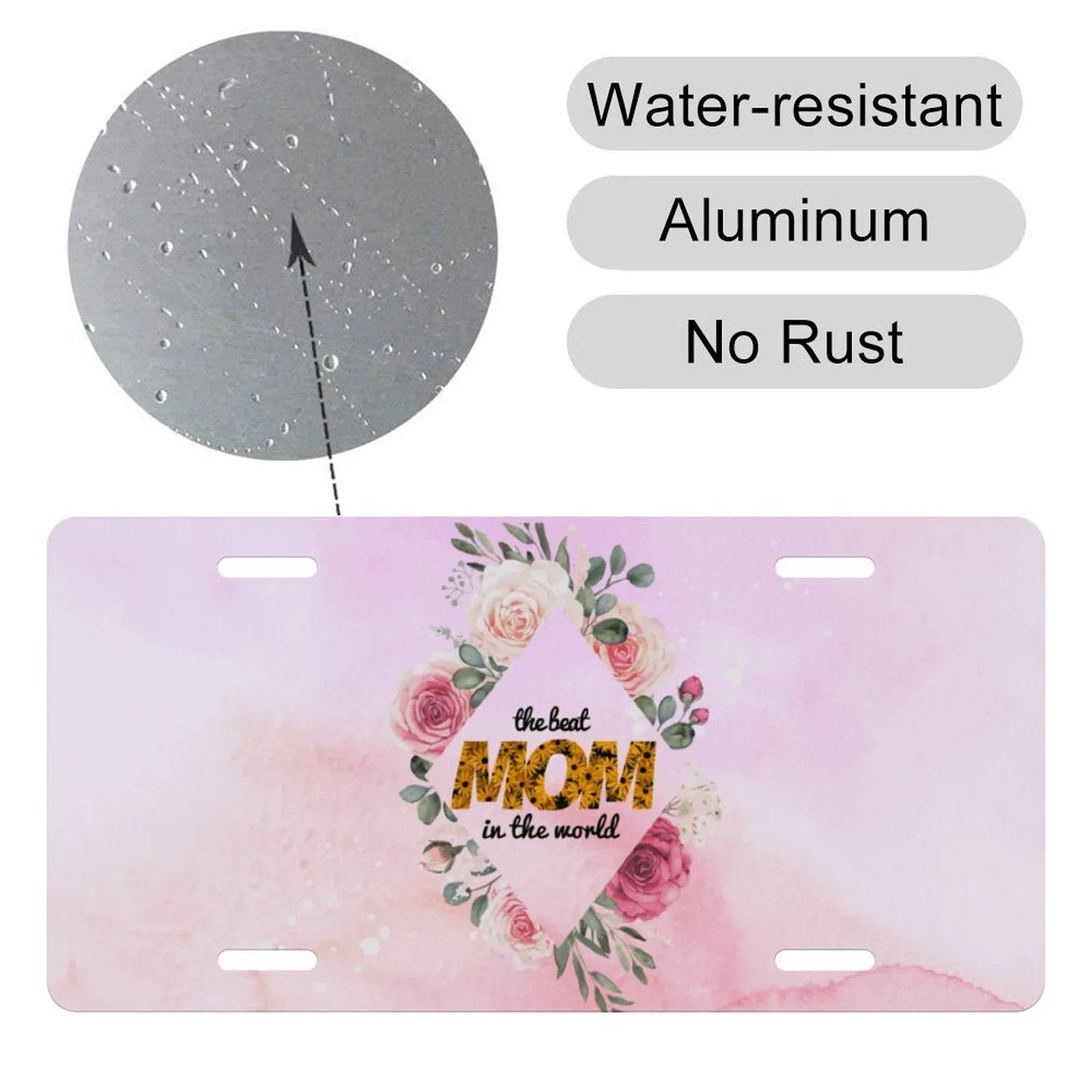 POD Aluminum Car License Plate Personalized Car Tag License Plate The Best Mother in The World