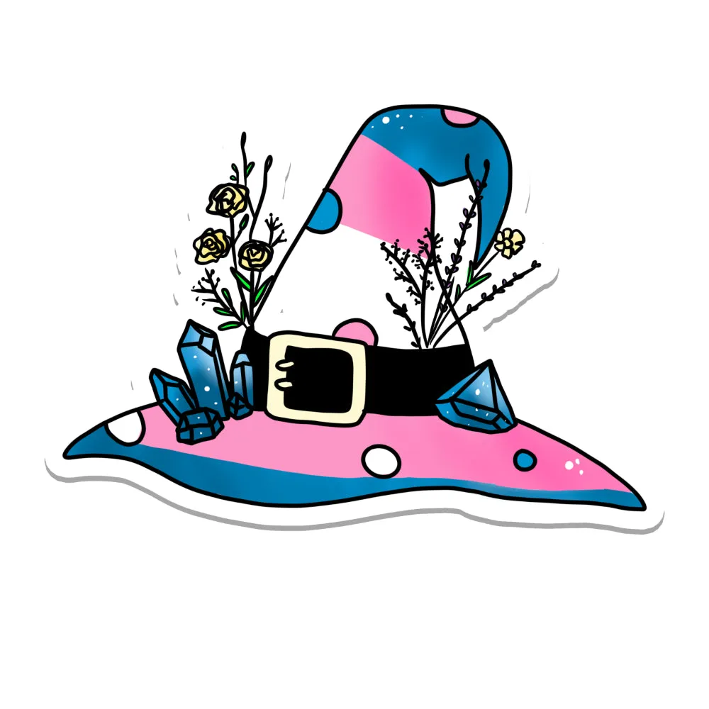 Pride Flag Witch Hat Vinyl Sticker