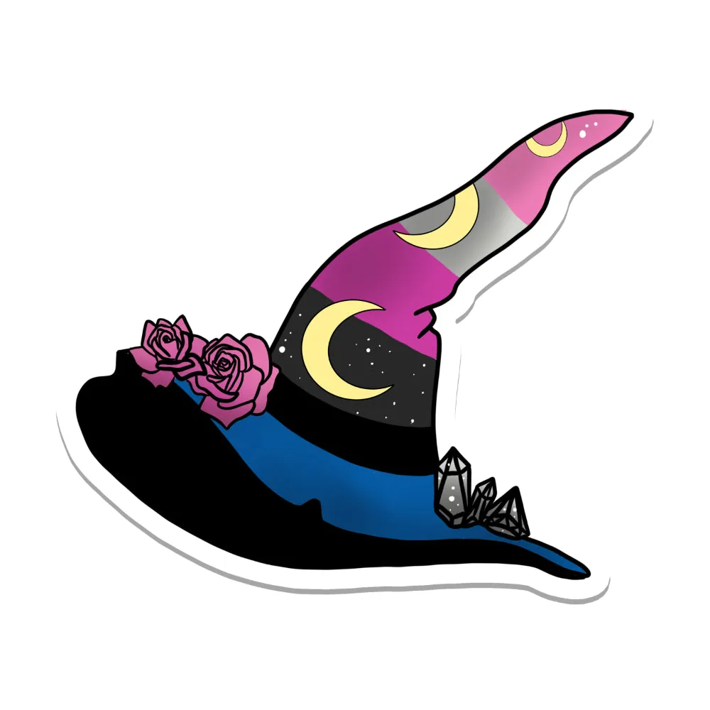 Pride Flag Witch Hat Vinyl Sticker