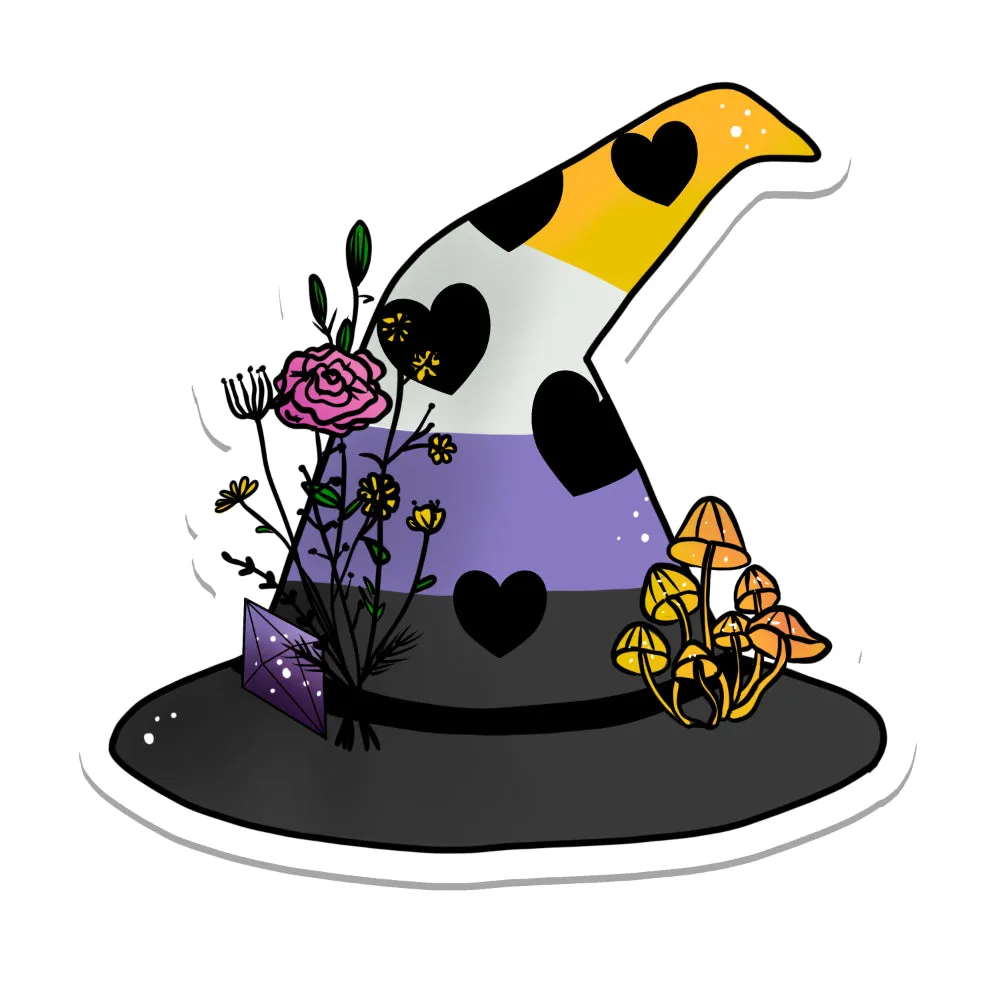 Pride Flag Witch Hat Vinyl Sticker