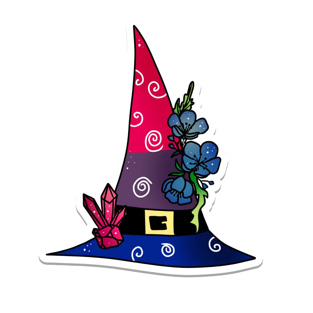 Pride Flag Witch Hat Vinyl Sticker