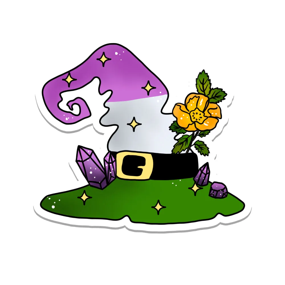 Pride Flag Witch Hat Vinyl Sticker