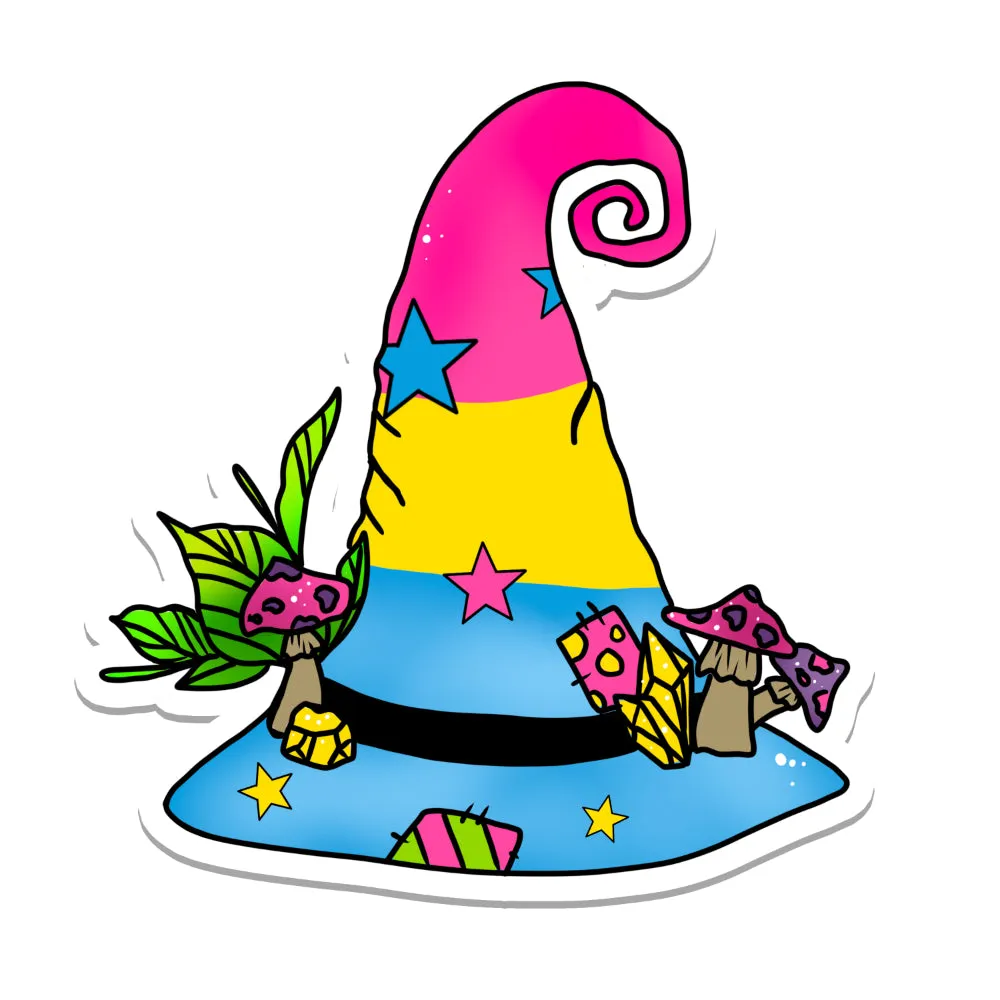 Pride Flag Witch Hat Vinyl Sticker