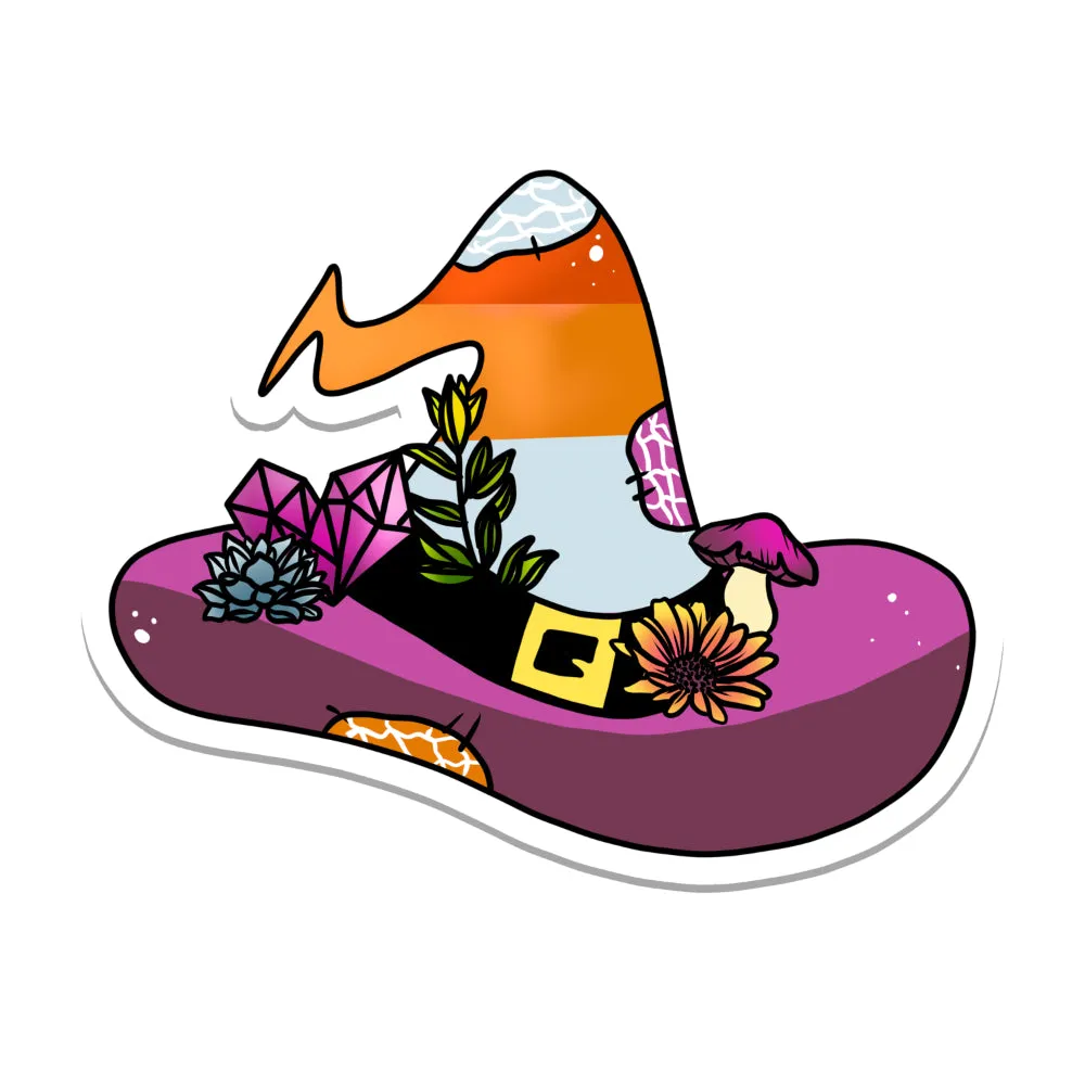 Pride Flag Witch Hat Vinyl Sticker