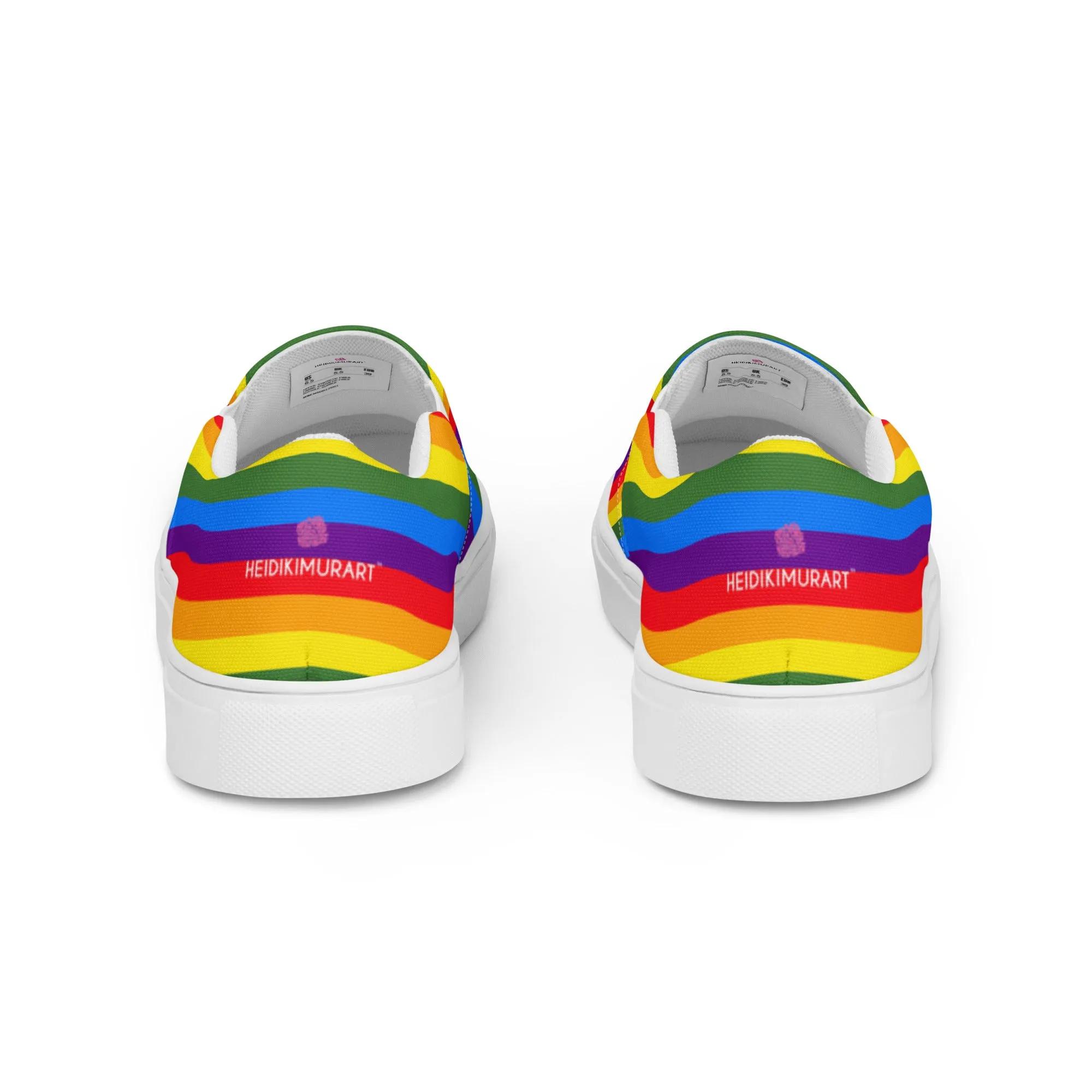 Rainbow Gay Pride Women's Sneakers, Gay Pride Rainbow Striped Print Women’s Slip-On Canvas Shoes (US Size: 5-12)