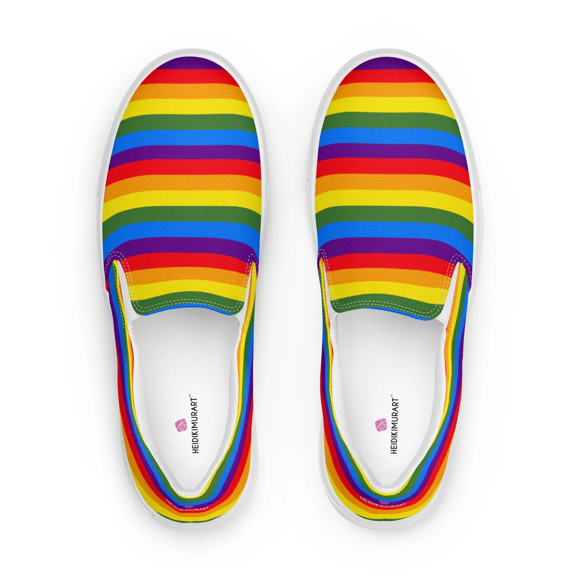 Rainbow Gay Pride Women's Sneakers, Gay Pride Rainbow Striped Print Women’s Slip-On Canvas Shoes (US Size: 5-12)