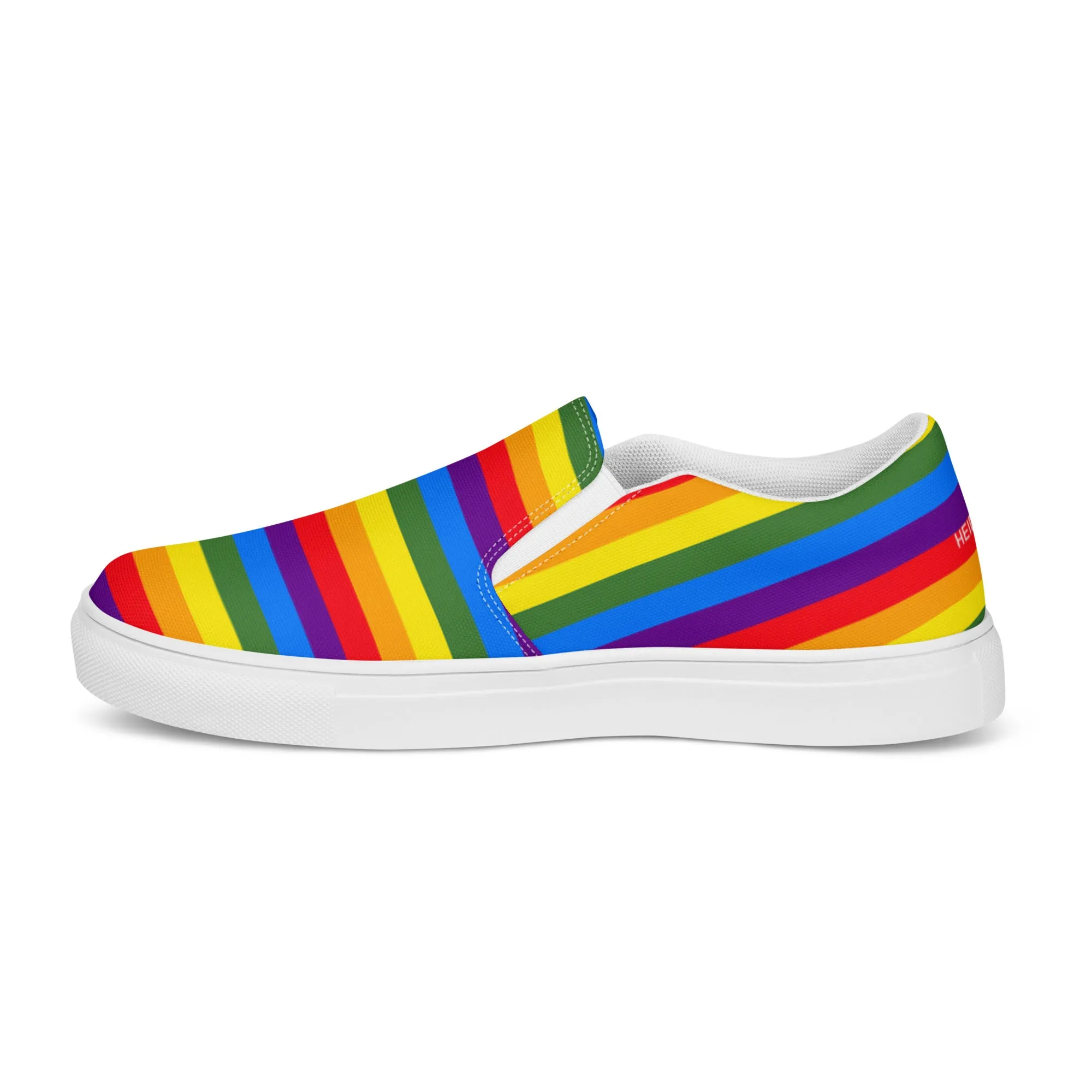 Rainbow Gay Pride Women's Sneakers, Gay Pride Rainbow Striped Print Women’s Slip-On Canvas Shoes (US Size: 5-12)