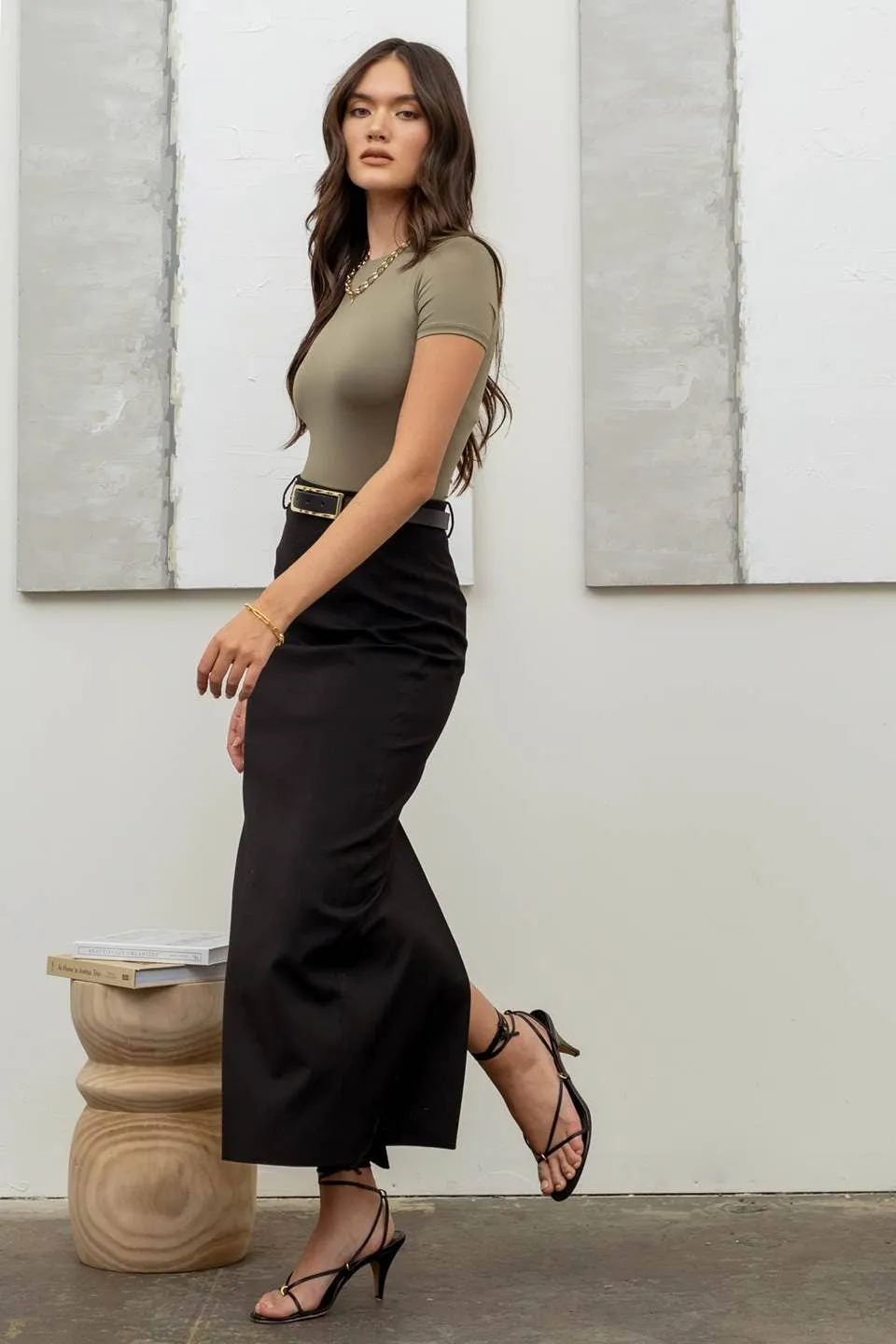 ROUND NECK BODYSUIT LIGHT OLIVE