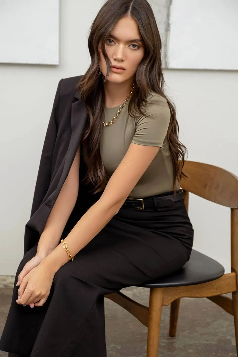 ROUND NECK BODYSUIT LIGHT OLIVE