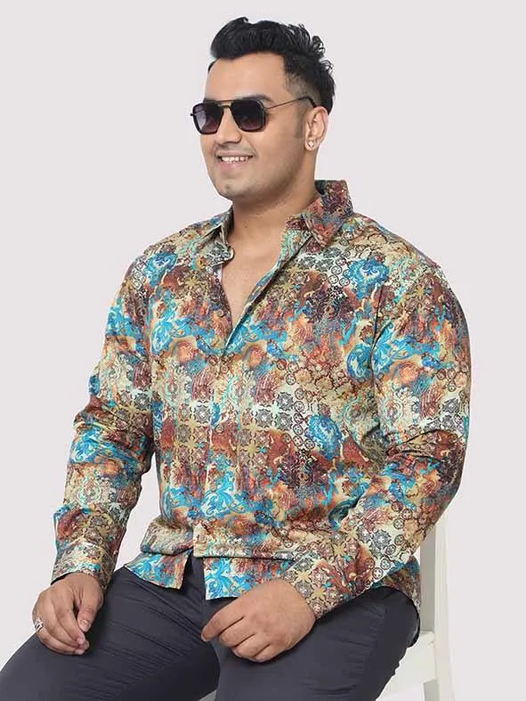 Royal Paisley Digital Printed Cotton Men's Plus Size Full Shirt