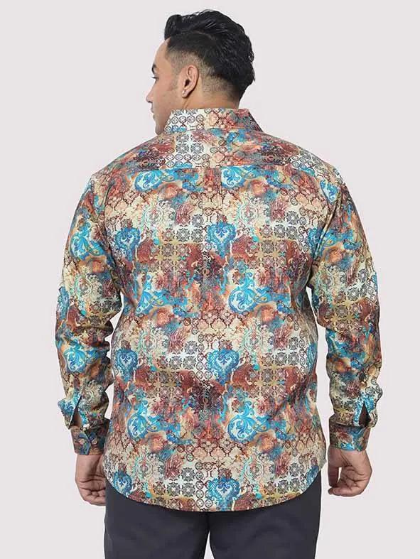 Royal Paisley Digital Printed Cotton Men's Plus Size Full Shirt