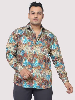 Royal Paisley Digital Printed Cotton Men's Plus Size Full Shirt