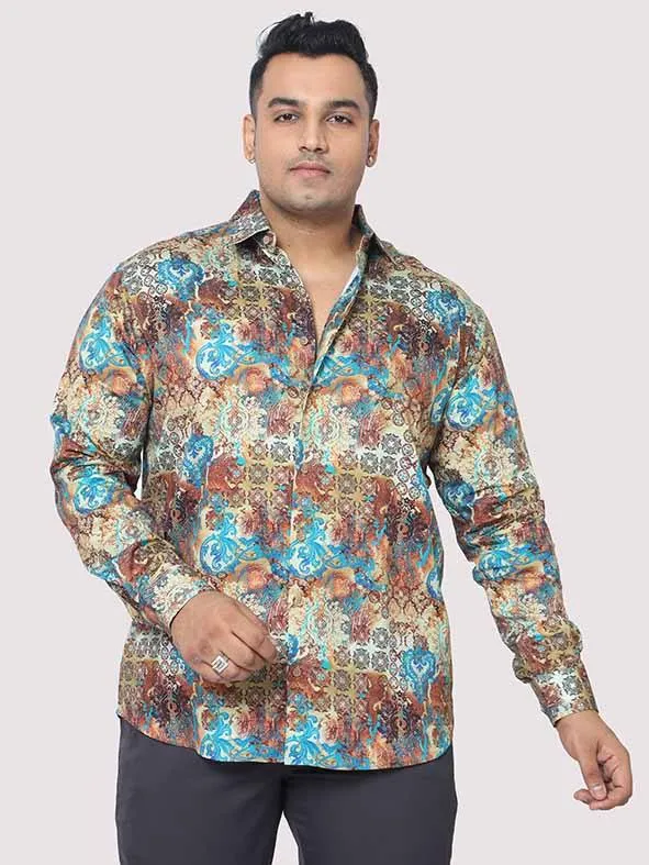 Royal Paisley Digital Printed Cotton Men's Plus Size Full Shirt