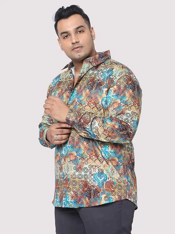 Royal Paisley Digital Printed Cotton Men's Plus Size Full Shirt