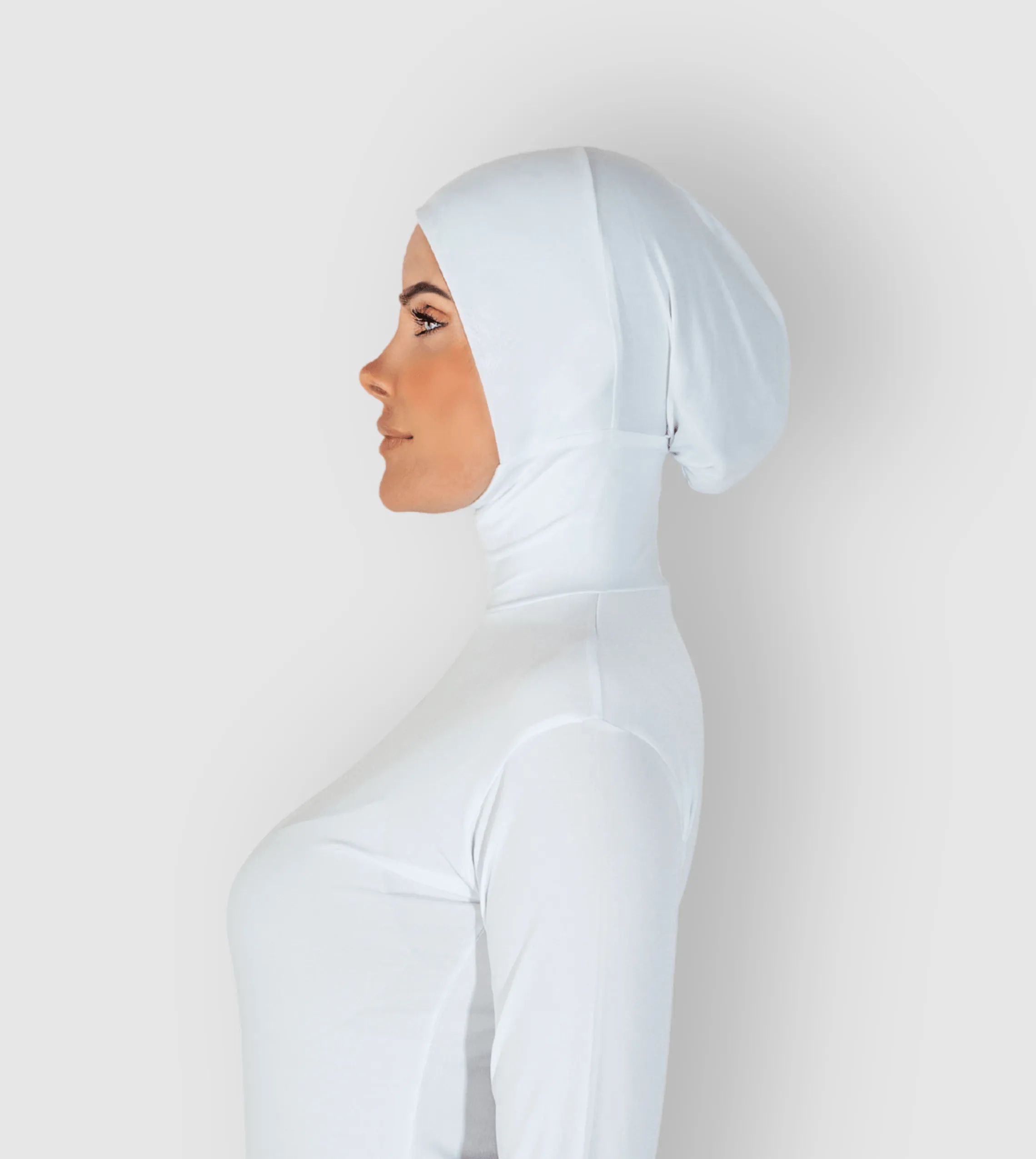 RUUQ Bodysuit Long Sleeve with Hijab Cap - White